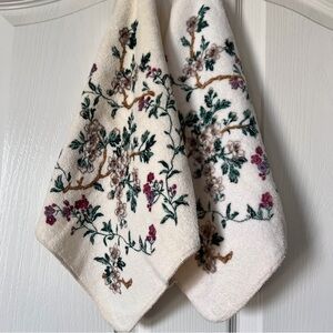 Laura Ashley Floral Embroidered Towels - Cream and Pink